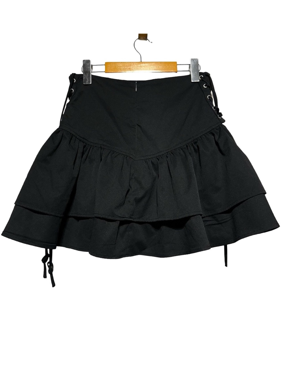 Y2K SHEIN Lace Up Ruffle Mini Coquette Goth Fairy Grunge Balletcore Whimsigoth